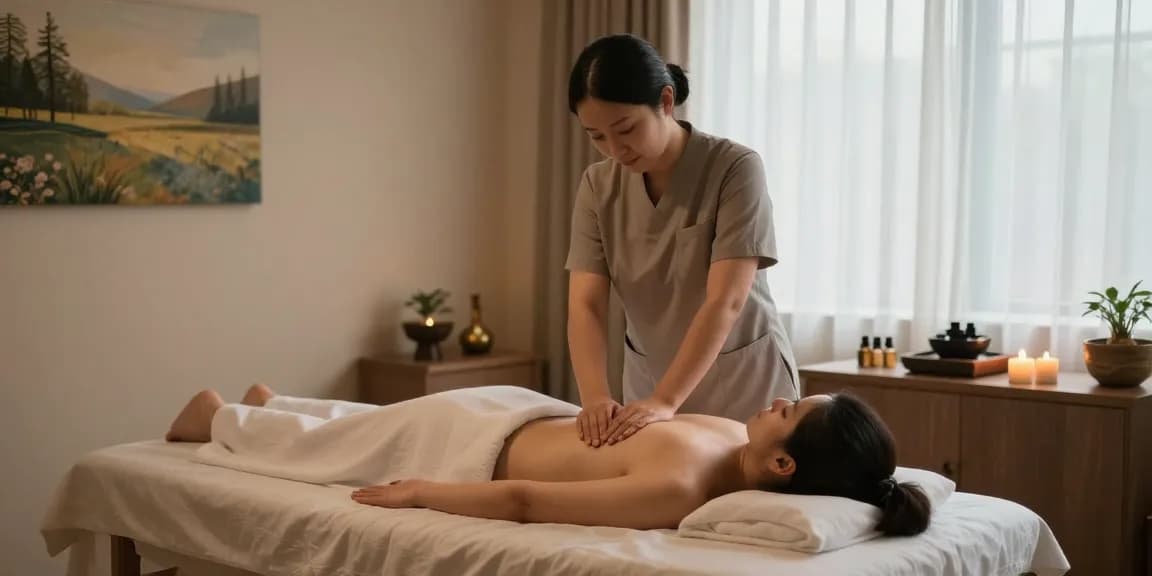 Relaxing 안산출장마사지 session in a serene spa environment with essential oils