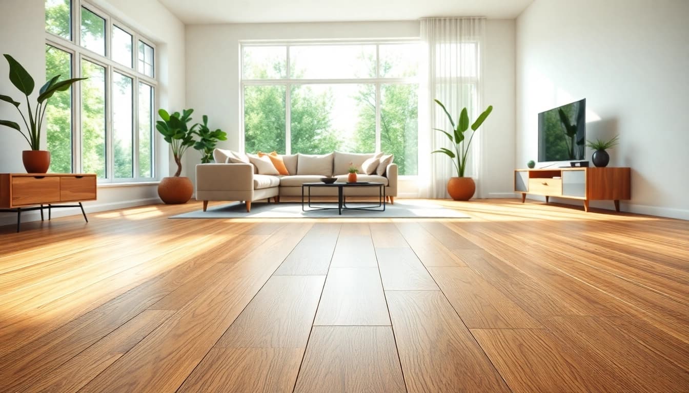 Explore stunning lvp flooring near me in a contemporary living room full of natural light.
