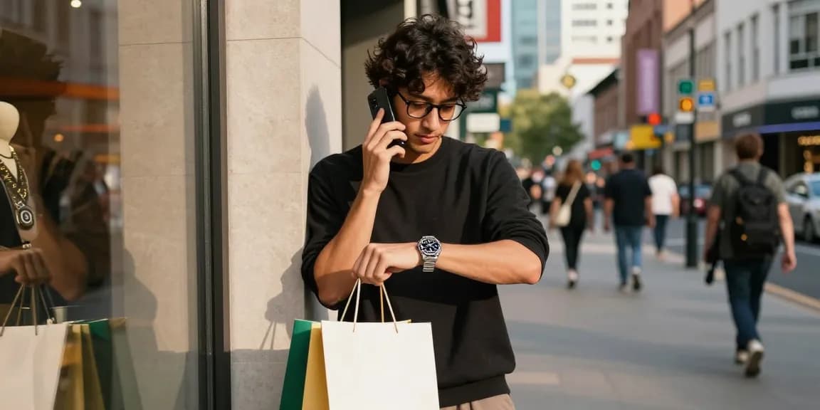 Stylish individual showcasing rolex super clone watches in a vibrant urban environment.