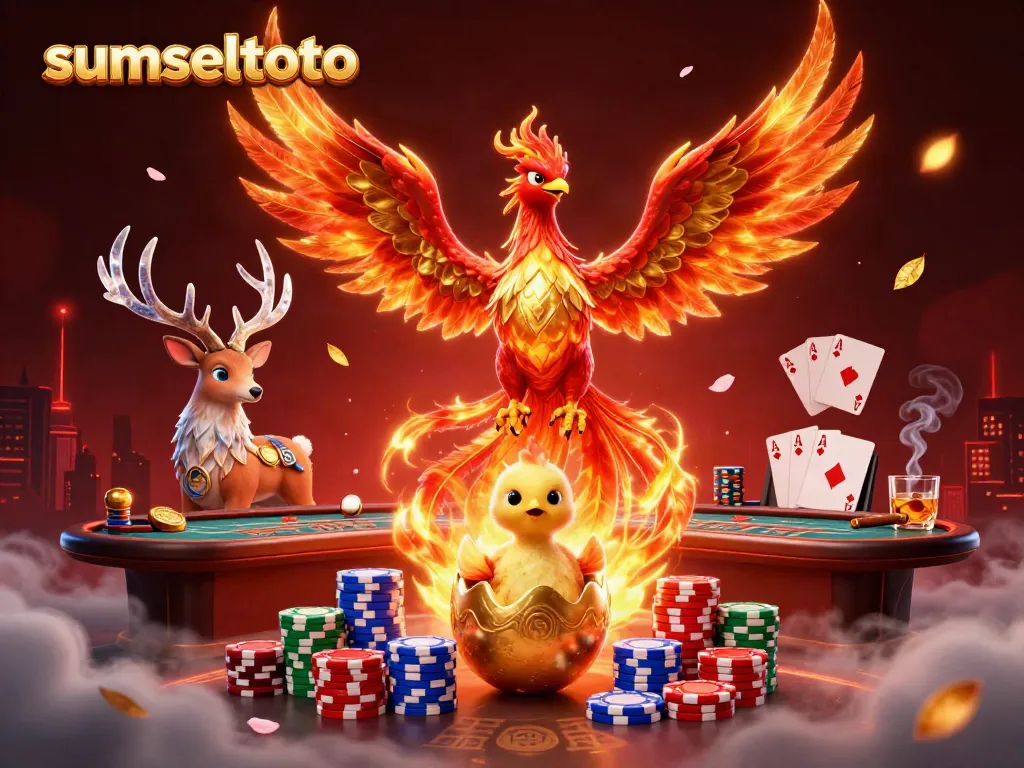 Experience exhilarating gaming at sumseltoto with fire phoenix and casino elements enhancing the scene.