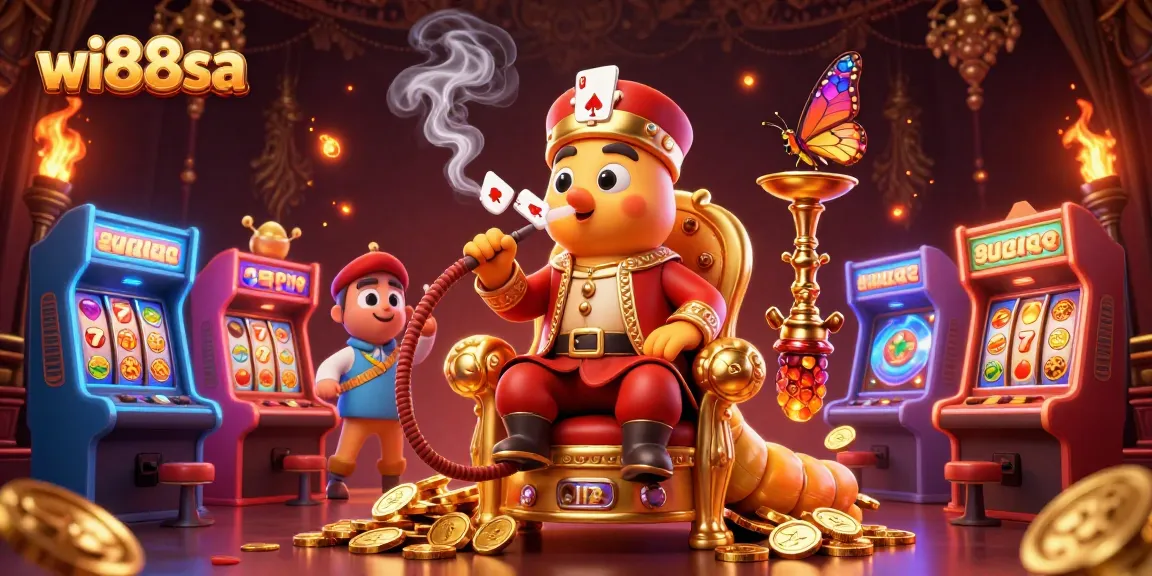Engage with the vibrant world of wi88sa's casino experience, showcasing an imaginative 3D illustration of a caterpillar master with gaming elements.