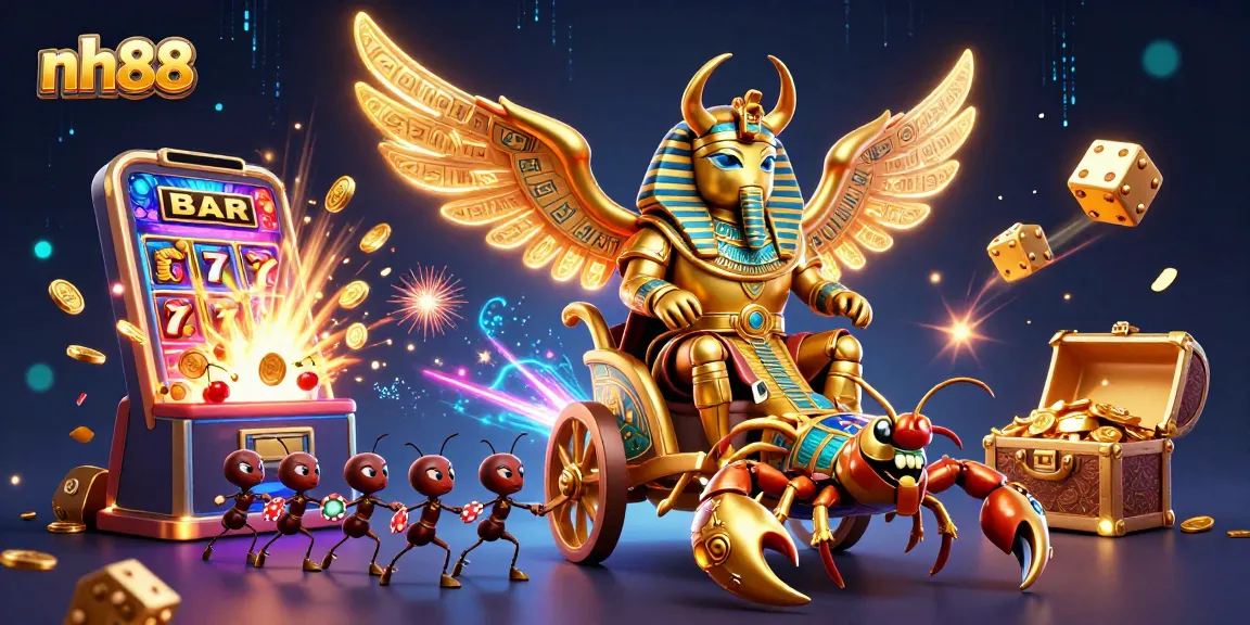 Experience thrilling jackpots at nh88 with a packed scene of casino action, illustrated in stunning detail.