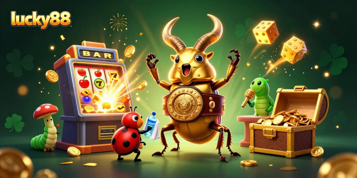 Experience thrilling gameplay at lucky88 with a giant stag beetle and exciting casino elements.