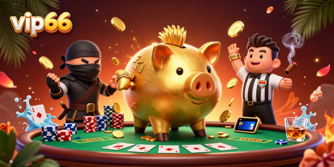 Engage with vip66's thrilling poker showdown featuring dynamic characters and vibrant casino elements.