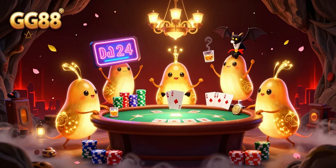 Win exciting games at GG88's vibrant casino with glowing glowworms and a bat dealer