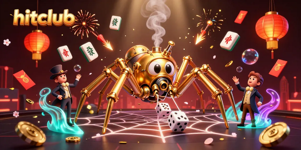 Engage with hitclub's vibrant casino scene, where a steampunk spider crafts golden webs capturing lucky dice.
