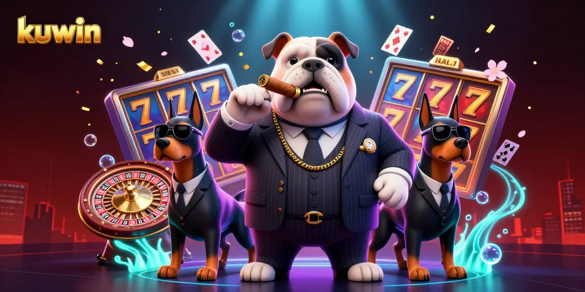 kuwin players celebrate wins with rich 3D animated casino scene featuring slot reels and roulette