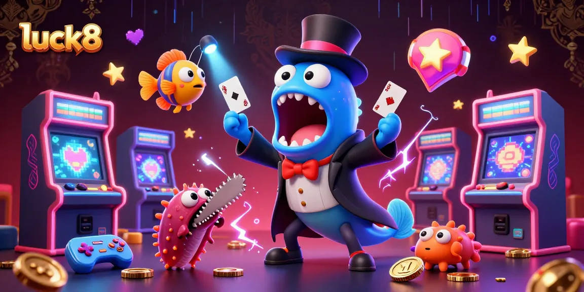 Experience luck8’s thrilling magic act with vibrant casino elements and unique characters.