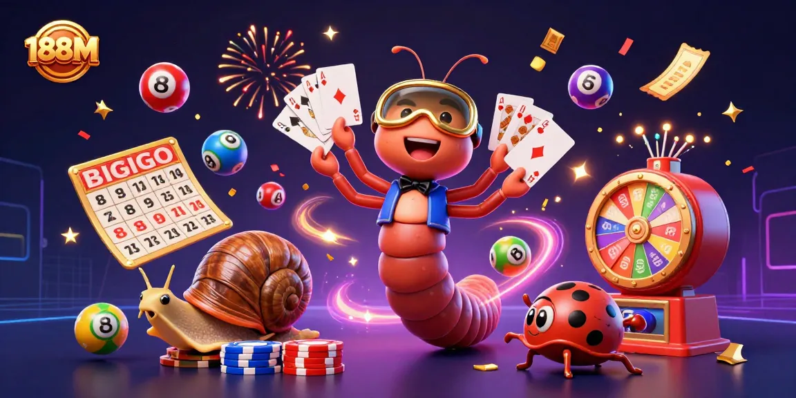 Experience thrilling gaming at 188M with animated characters and vibrant casino elements.