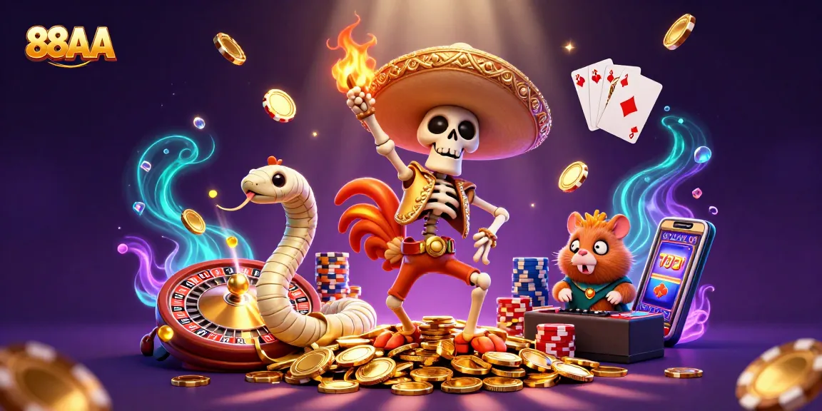 Experience the excitement at 88AA with a vibrant 3D casino scene filled with winning moments.