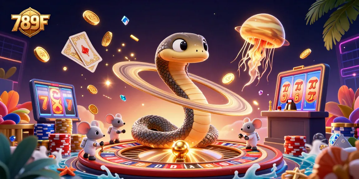 Experience thrilling bets with 789F as astronaut mice play on a cosmic roulette wheel in 3D digital art.