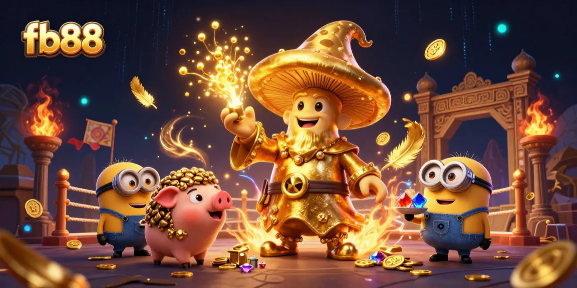 Engage in thrilling online gaming at fb88 with dynamic golden wizard, treasure, and gaming excitement.
