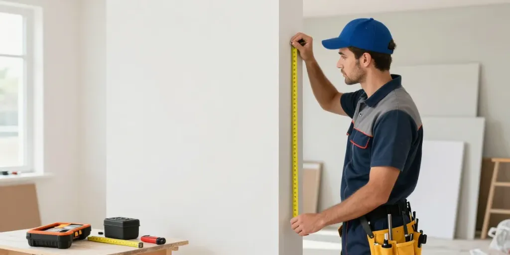 Local contractor assessing dimensions in a home renovation project focused on slot toto services.