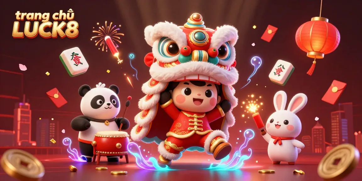 Engage in the vibrant world of trang chủ LUCK8 with festive characters and exciting gambling elements.