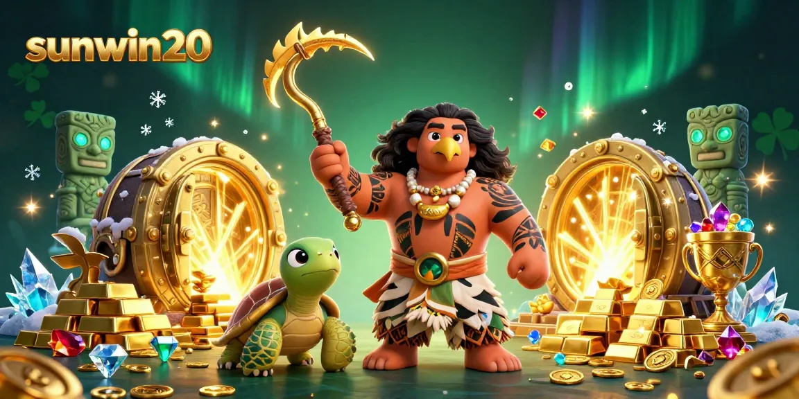Experience the excitement of sunwin20 with vibrant casino-themed 3D art featuring rich treasures and dynamic characters.