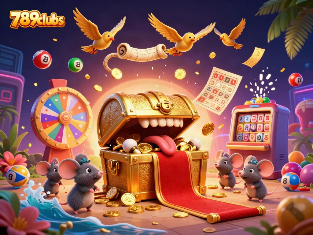 Experience winning excitement with 789clubs as dynamic lottery elements interact in a vibrant, animated scene.