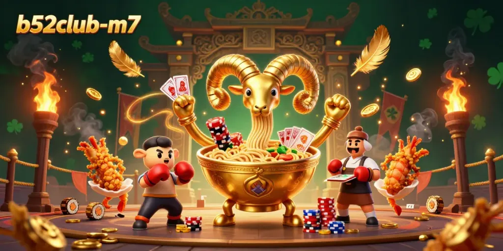 Engage in thrilling gameplay with b52club-m7, featuring vibrant characters in an electrifying casino arena.