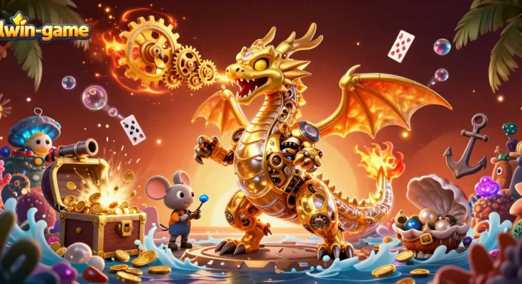 Experience the thrills of llwin-game with a vibrant 3D dragon scene packed with treasure and action.