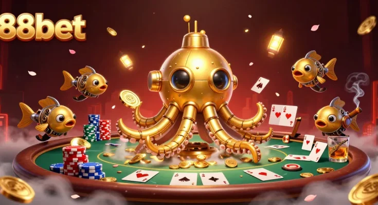 Experience thrilling poker action at 88bet with an immersive golden kraken casino scene.