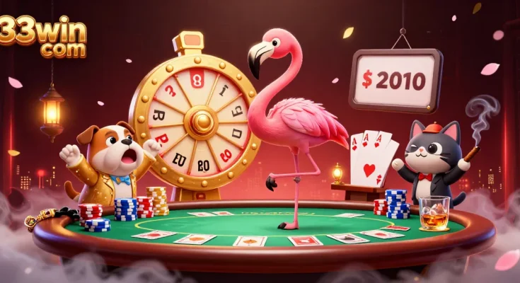 Experience the excitement of gambling with 33win com in this vibrant, dynamic casino scene.